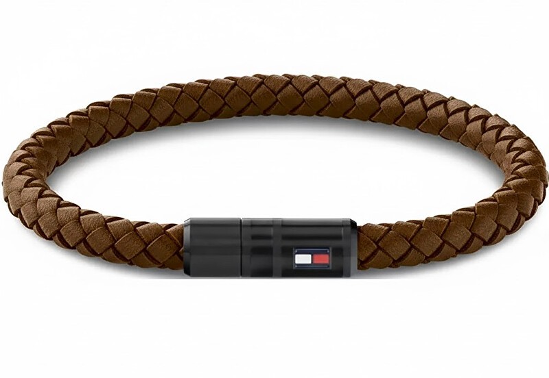 Tommy Hilfiger Elegante bracciale in pelle marrone 2790668 - Lunghezza: 19,5 cm uomo