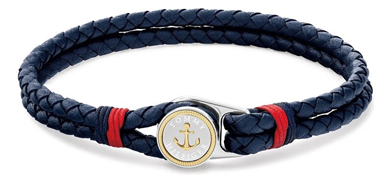 Tommy Hilfiger Bracciale in pelle di colore blu 2790691 - Lunghezza: 17,5 cm uomo