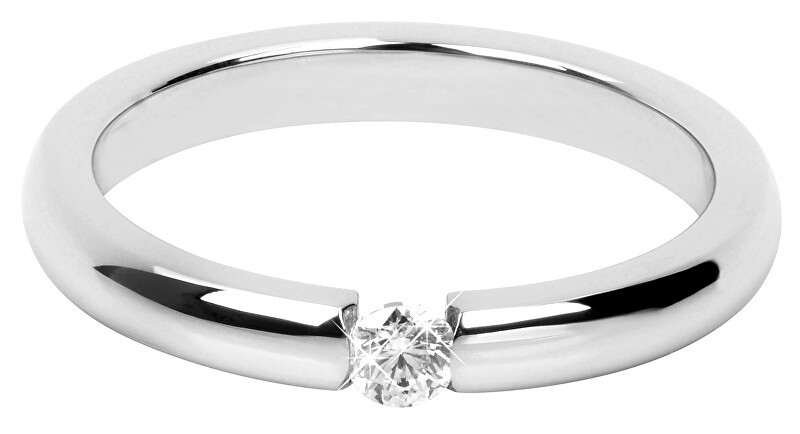 Troli Anello in acciaio dolce con cristallo - Circonferenza: 57 mm donna