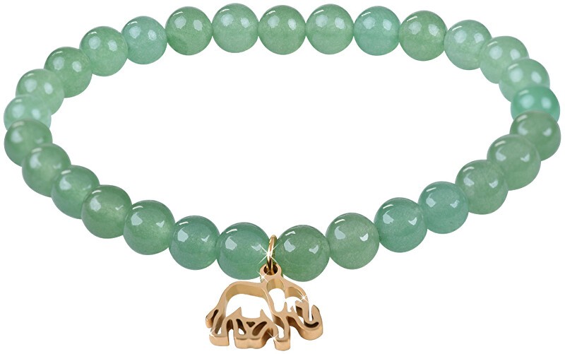 Troli Bracciale di perline in avventurina con elefante - Lunghezza: 18 cm donna