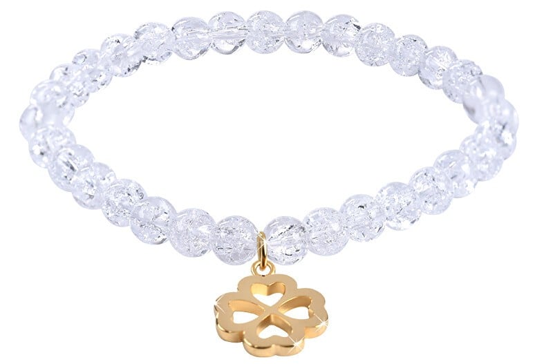 Troli Bracciale di perline in cristallo scheggiato con motivo a quadrifoglio - Lunghezza: 20 cm donna