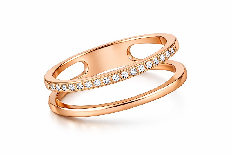 Troli Anello doppio minimalista in oro rosa - Diametro: 52 mm donna