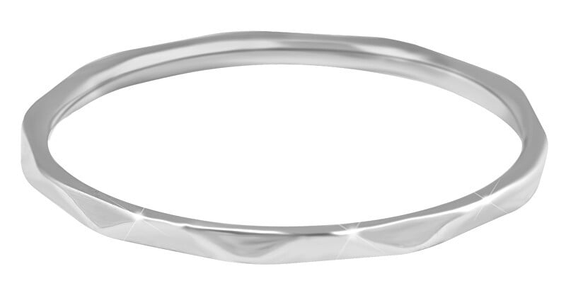 Troli Anello minimalista in acciaio con un raffinato motivo argentato - Diametro: 62 mm donna