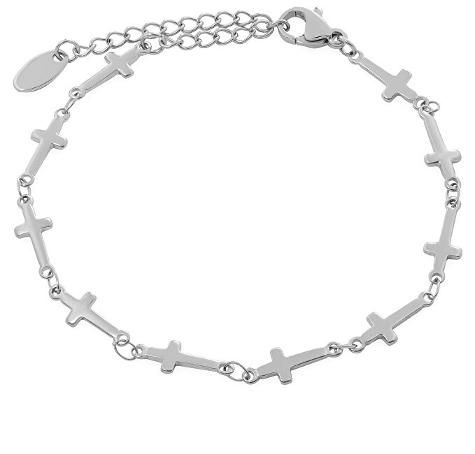 Troli Elegante bracciale in acciaio con croci - Lunghezza: 19 cm donna