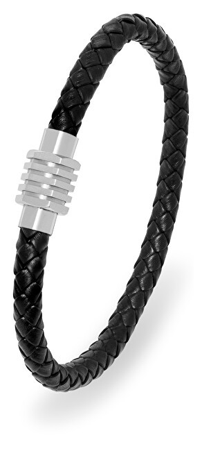 Troli Bracciale in pelle nera per uomo Pelle - Lunghezza: 21 cm uomo