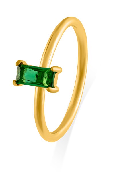 Troli Un affascinante anello placcato oro con zircone verde - Circonferenza: 52 mm donna