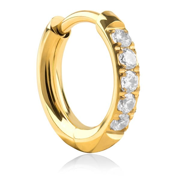 Troli VHLLE2008G orecchino singolo rotondo placcato oro con zirconi - Diametro: 1 cm donna
