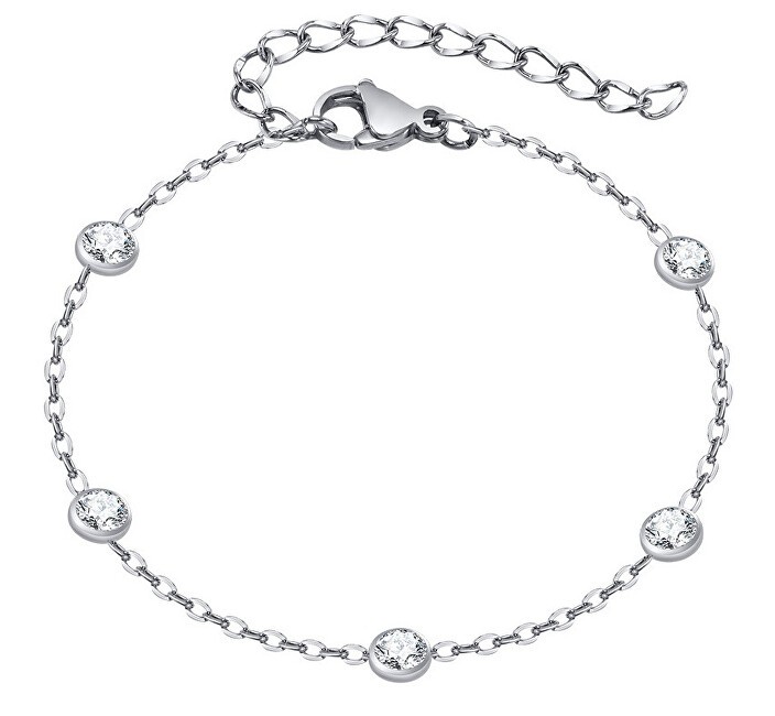 Troli Affascinante bracciale in acciaio con zirconi da donna