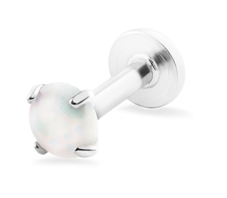 Troli Labret in acciaio con opale sintetico bianco - Diametro: 0.5 cm donna