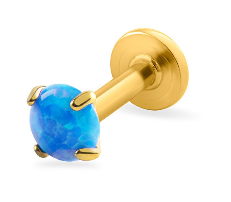 Troli Labret placcato oro con opale sintetico blu - Diametro: 0.3 cm donna