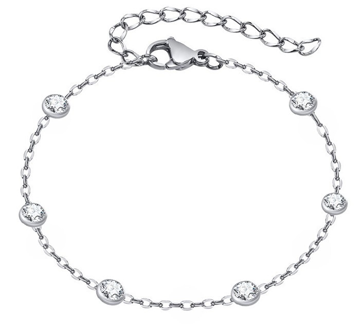 Troli Bracciale in acciaio senza tempo con zirconi - Lunghezza: 23 cm donna