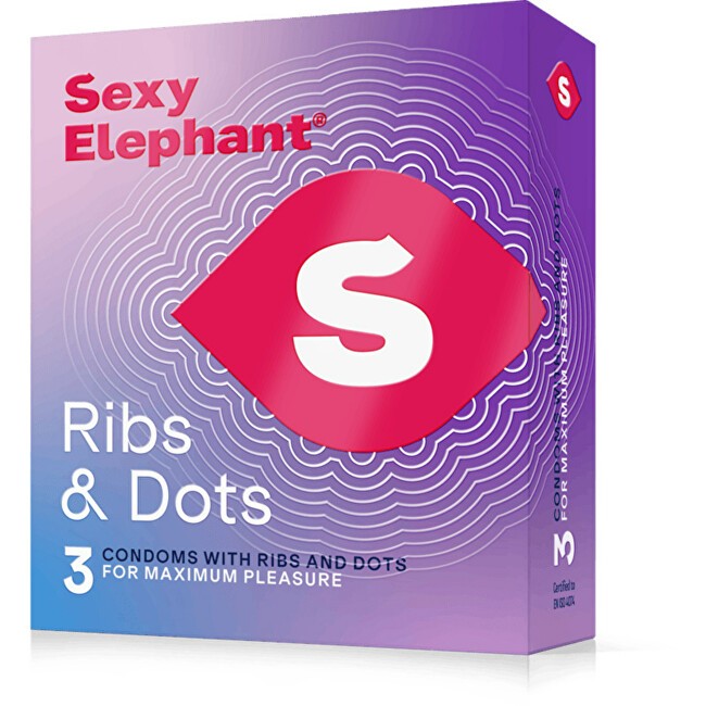 Sexy Elephant Preservativi a coste Ribs & Dots - Variante: 3 pezzi uomo