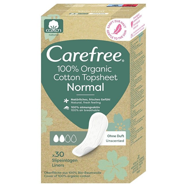 CAREFREE 100 Cotone Organico Topsheet Salvaslip normali 30 pz