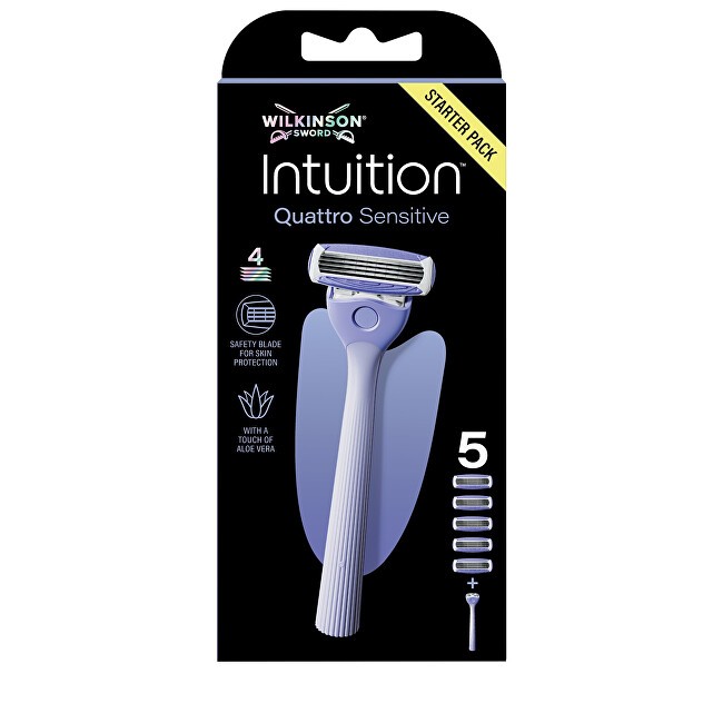 Wilkinson Rasoio elettrico Sword Intuition Quattro Sensitive + lama di ricambio per donna, 5 pezzi.
