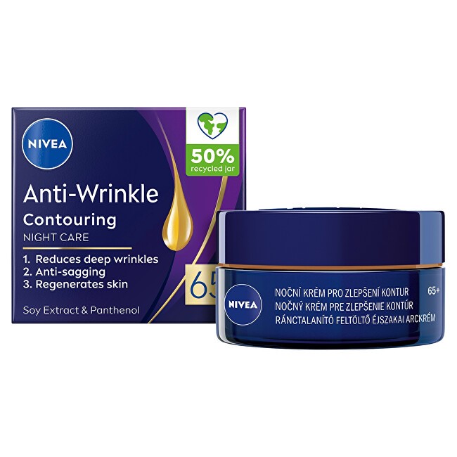 Nivea Crema notte per ridefinire i contorni del viso 65+ Trattamento notte antirughe e ridefinitore dei contorni 50 ml donna