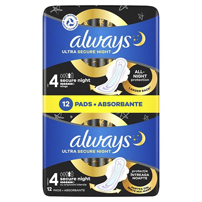 Always Assorbenti igienici notturni Ultra Extra Protezione Notte, confezione da 12 pezzi. donna