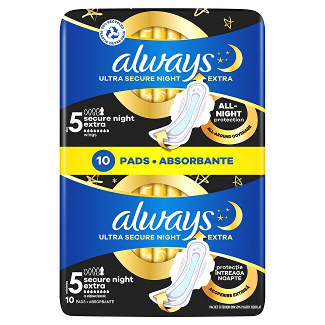 Always Assorbenti igienici notturni Ultra Secure Night Extra Protection S5, confezione da 10 pezzi donna