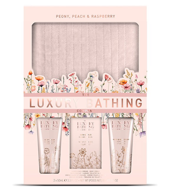 The Luxury Bathing Company Set regalo per la cura del corpo con pochette cosmetica Peonia, Pesca e Lampone 4 pezzi donna