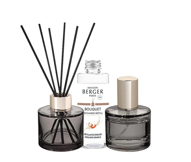 Maison Berger Paris Set regalo diffusore di aromi Rosalie grigio + ricarica e spray per ambienti con glitter intensi unisex