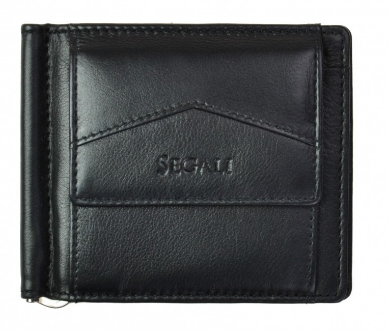 SEGALI Banconota da un dollaro in pelle da uomo, modello 1741, nera uomo