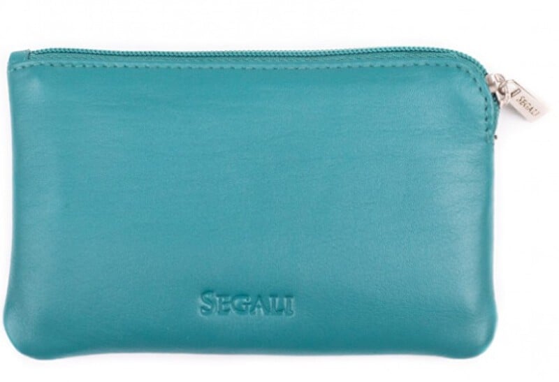 SEGALI Mini portafoglio-portachiavi in pelle 7289 color smeraldo donna