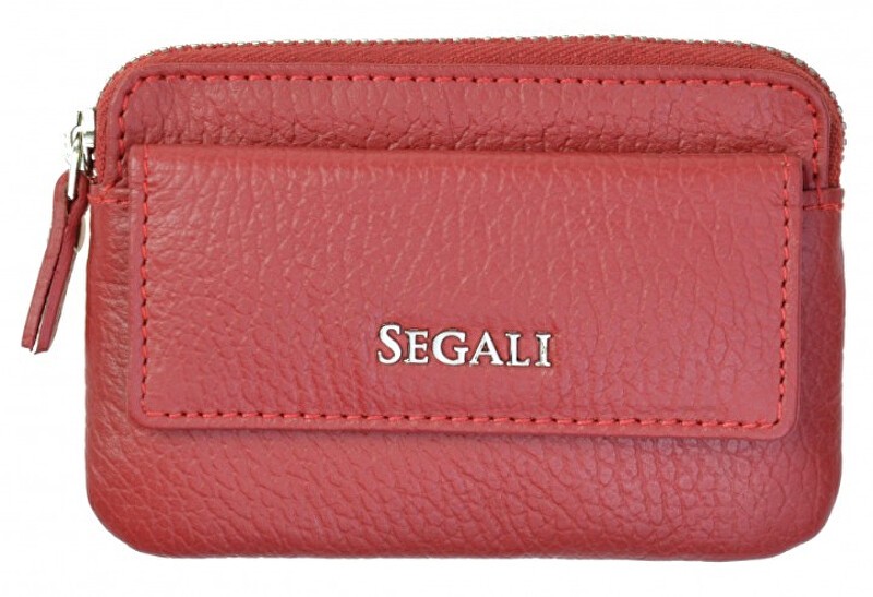 SEGALI Portafoglio mini in pelle con portachiavi 7483 A rosso donna