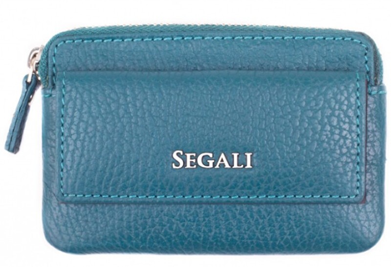 SEGALI Portafoglio mini in pelle con portachiavi 7483 A blu donna