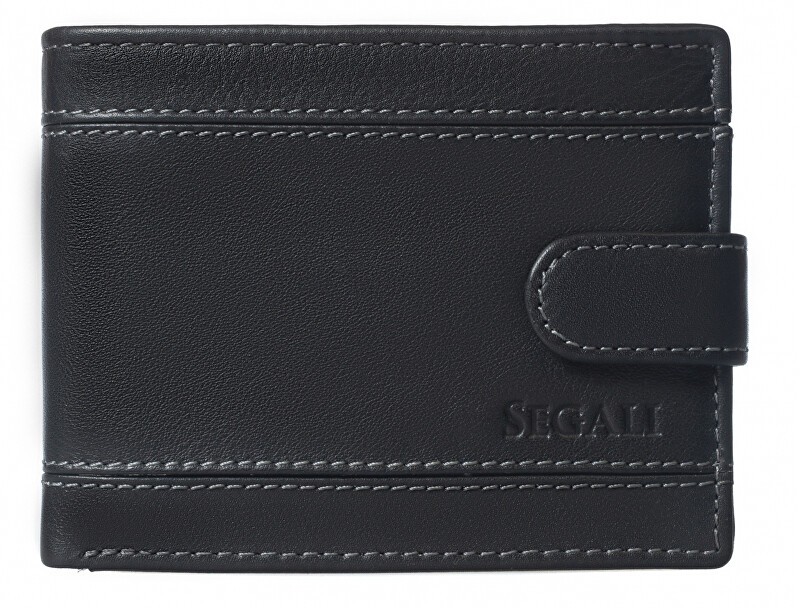 SEGALI Portafoglio da uomo in pelle 61285 nero uomo