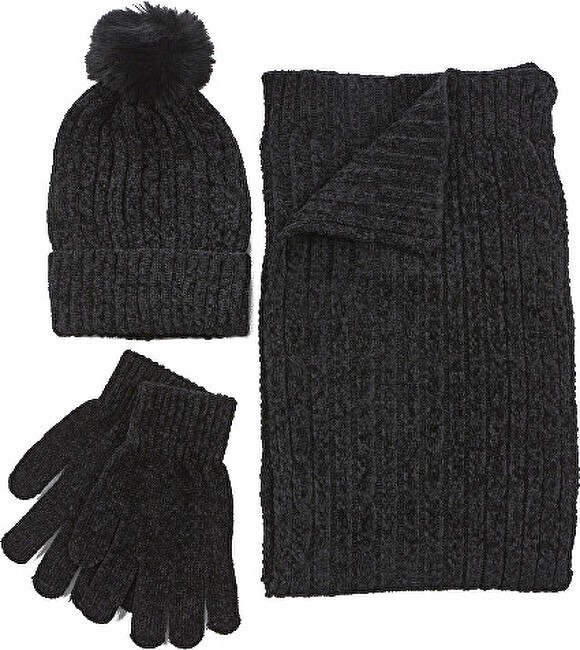 Verde Completo da donna - cappello, sciarpa e guanti 06-1287 Nero donna