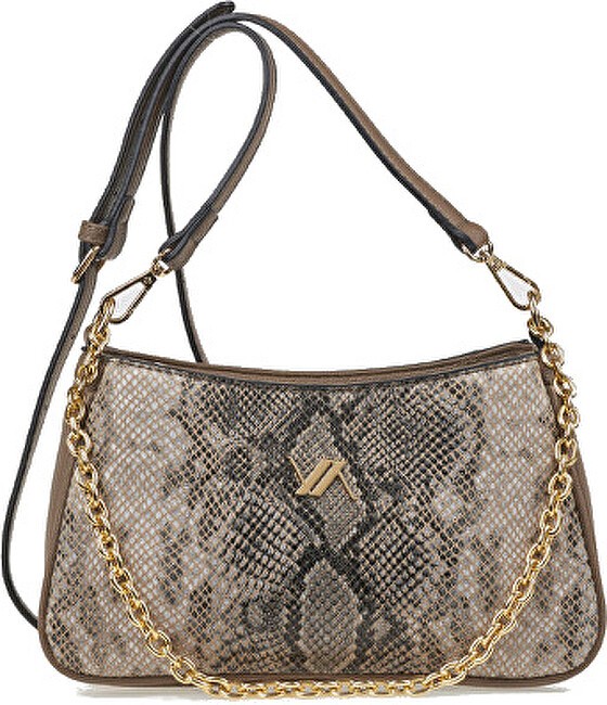 Verde Borsa a tracolla da donna 16-8177 con stampa animalier color tortora donna
