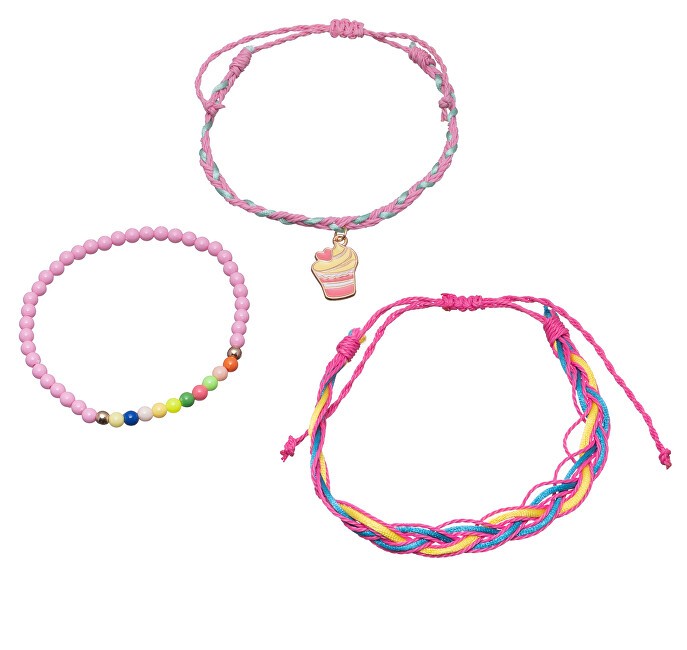 Troli Set di braccialetti rosa a forma di cupcake per bambine 3 pezzi bambino
