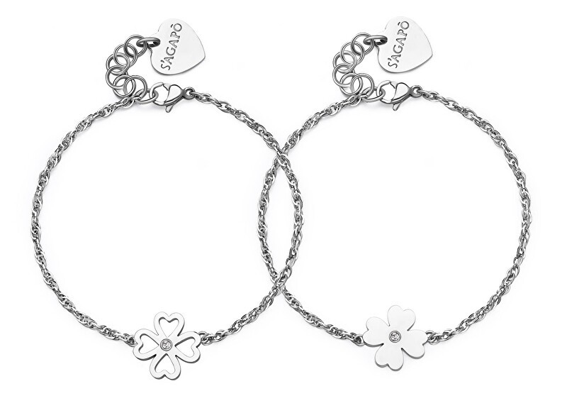 S'Agapõ Set di bracciali in acciaio Quadrifoglio Me + You SEY25 donna
