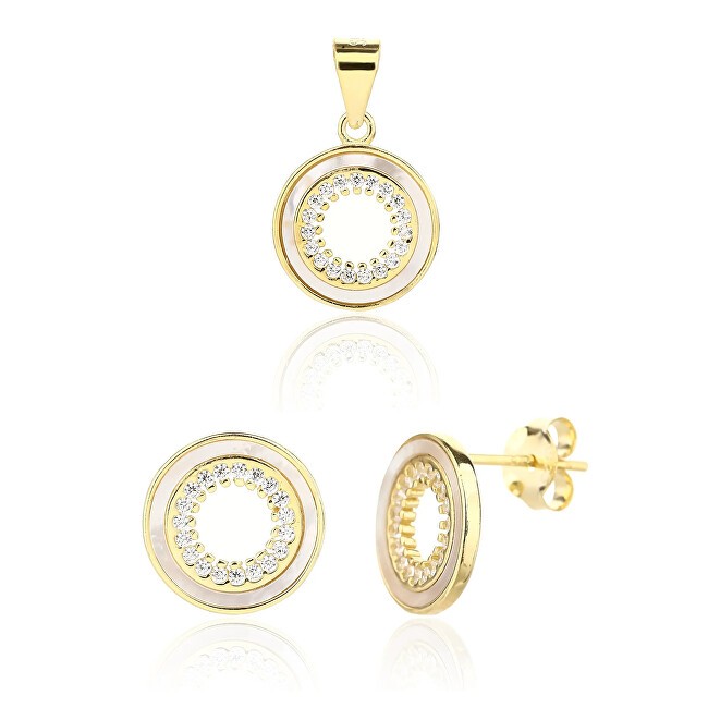 JVD Set di gioielli placcati in oro con madreperla SVLS0129SJ6GO00 ciondolo, orecchini donna