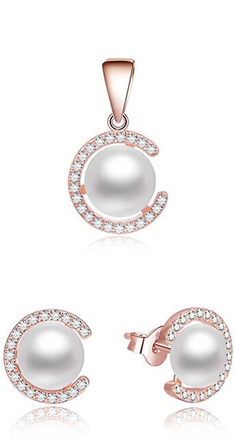 Beneto Set di gioielli in argento con perle vere AGSET285P-ROSE ciondolo, orecchini donna