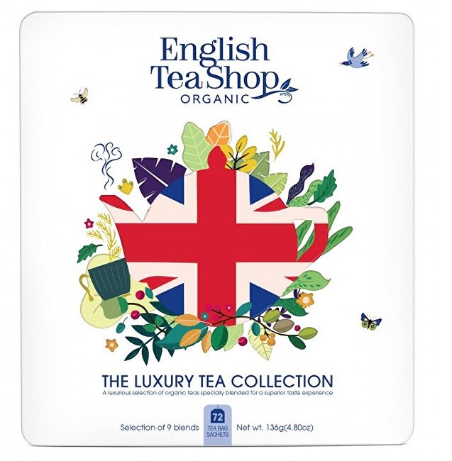 English Tea Shop Set regalo Union Jack bianco in scatola di latta BIO 72 bustine unisex