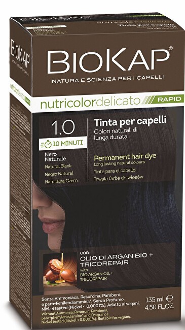 Biokap Tintura per capelli BIOKAP DELICATO RAPID - 1.0 Nero naturale 135ml donna