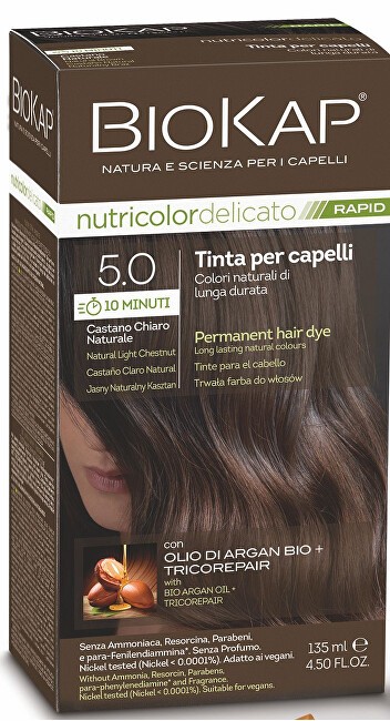 Biokap Tintura per capelli BIOKAP DELICATO RAPID - 5.0 Castano chiaro naturale 135ml donna