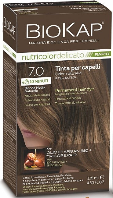 Biokap Tintura per capelli BIOKAP DELICATO RAPID - 7.0 Biondo medio naturale 135ml donna