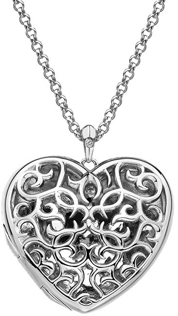 Hot Diamonds Collana delicata da donna con grande ciondolo a forma di cuore in filigrana DP669 catena, ciondolo donna