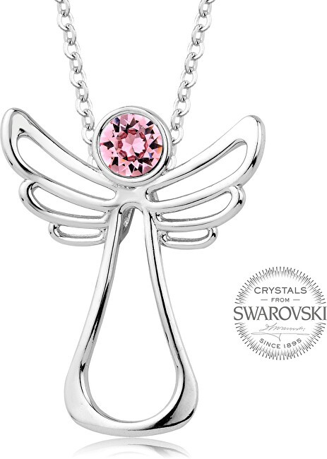 Levien Collana con angelo custode e cristallo rosa donna