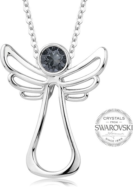 Levien Collana con angelo custode in cristallo scuro donna