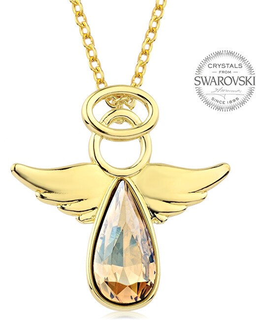 Levien Collana placcata in oro con scintillante cristallo Angel Rafael donna