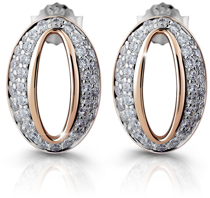 Modesi Eleganti orecchini in bronzo e argento con zirconi cubici M25007 donna