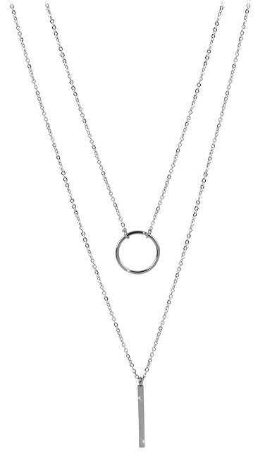 Troli Collana doppia con eleganti pendenti in acciaio donna