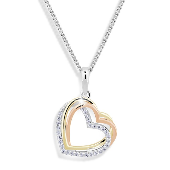 Modesi Collana a cuore tricolore con zirconi M43060 donna