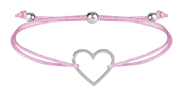 Troli Braccialetto con cordino e cuore rosa/acciaio donna