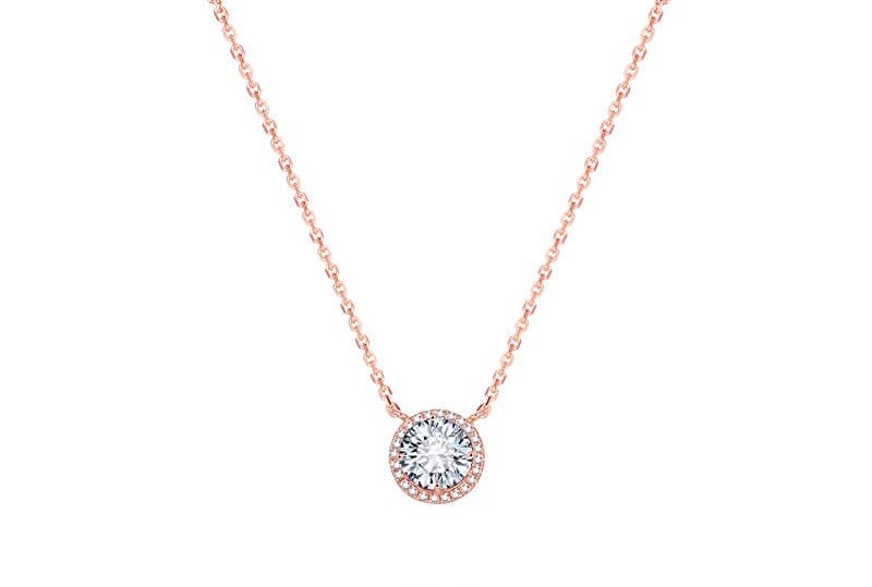 Beneto Collana in argento placcato oro rosa con cristalli AGS1135 / 47-ROSE donna