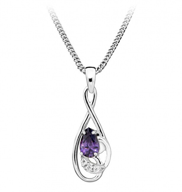 Silver Cat Collana alla moda con zircone ametista SC402 donna