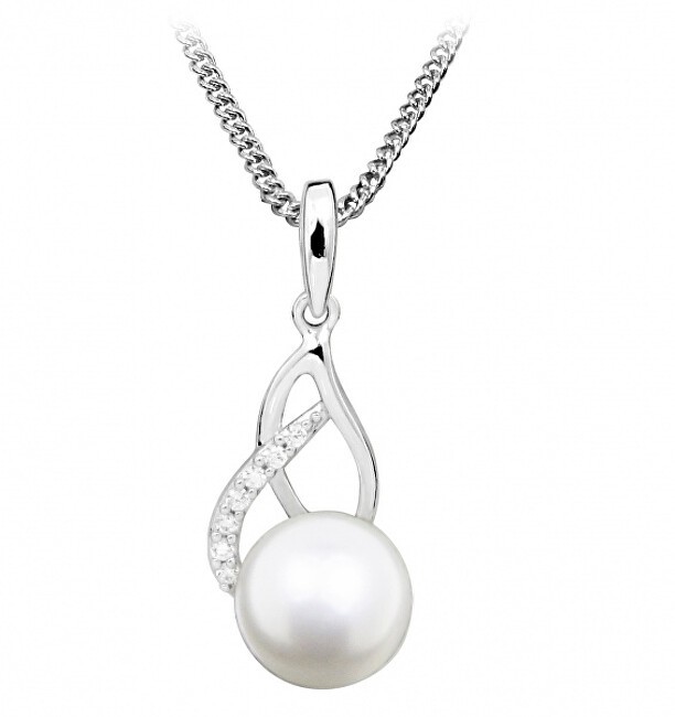 Silver Cat Delicata collana con perle e zirconi SC404 catena, pendente donna