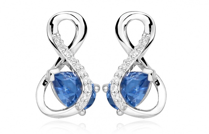Silver Cat Orecchini alla moda con spinello blu e zirconi SC412 donna